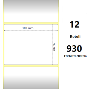 White 102x76mm, 930 Et/Rotolo Z-2000D 4x3x1 Core, 12 Rolls