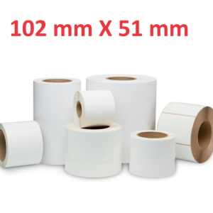 Adesivo de rolo branco fosco 102mm x 51mm, 650 etiquetas, diâmetro 40mm tinta