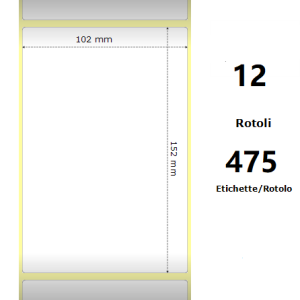 White 102x152mm, 475 Et/Rotolo Z-1000D,4x6x1 Core ,12 Rolls